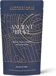 Ancient + Brave Wild Collagen Powder 200g - Pure Hydrolyzed Marine Collagen Peptides (Fish) - Best Collagen Powder for Women - High Protein - Halal Certified - Compostable Packaging Paper