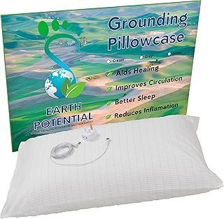 Earthing Grounding Pillowcase – made from 95% cotton and 5% soft silver thread to fit a standard UK pillow - supplied complete with a 5m cable and UK double outlet grounding plug, by Earth Potential