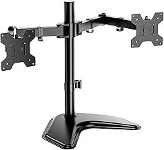 WALI Free Standing Dual LCD Monitor Fully Adjustable Desk Mount Fits Two Screens up to 27”, 22 lbs. Weight Capacity per Arm (MF002), Black