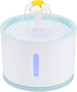 Cat Water Fountain, Replaceable Filter Pet Water Dispenser Feeder Automatic Pet Water Fountain Plastic Ultra Quiet Dog Fountain Water Bowl 2.4L with Water Level Window