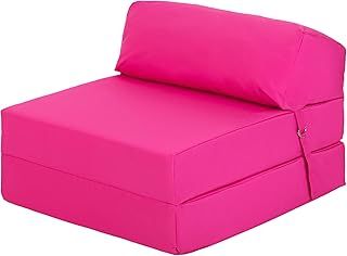 Ready Steady Bed Guest Foldable Z Bed Chair | Water Resistant Removeable Cover | Sleepover Sofa Futon Mattress | Bedroom Living Room Furniture | Soft, Lightweight & Comfy Ergonomically Designed (Pink)