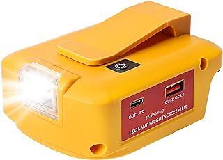 Power Source Battery Adapter LED Work Light Converter for Dewalt 18V and Milwaukee M18 Battery with USB & Type C Phone Charger and DC Port for Heated Jacket