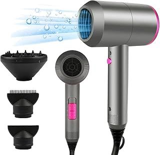 Professional Ionic Hair Dryer Hairdryer Powerful AC Motor Quick Drying with 2 Speed 3 Heat Setting, Cool Shot Button with 1 Diffuser & 2 Concentrator for Women Man