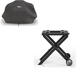 Ninja Folding Grill Stand for Woodfire Electric BBQ (OG700 Series) + Grill Cover, Black