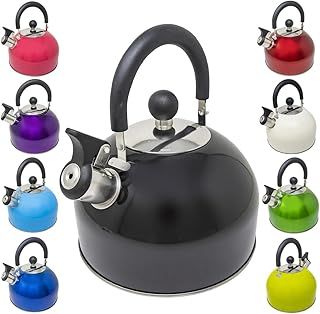 2.5L Stainless Steel Whistling Kettle - Suitable for Fishing, Camping, Hiking, Indoor & Outdoor | Camping Kettle for Gas Stove, Electric Stove, Camp Fire | Lightweight, Fast Boil, Phenolic Handle