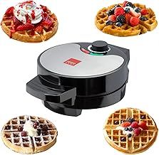 Global Gourmet - FULL SIZE American Waffle Maker Iron Machine 700W I Electric I Stainless Steel Mould I Non-Stick Coating I Recipes I Deep Cooking Plates I Adjustable Temperature Control - Black