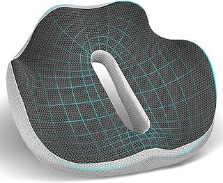 Zamufo Memory Foam Seat Cushion,Thick Cushions for Office Desk Chair, Wheelchair,Car, Airplane, Relieving Pressure Tailbone Sciatica Back Pain Coccyx Cushion for Long Sitting Office Workers