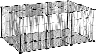 PawHut Pet Playpen DIY Small Animal Cage Metal Fence with Door, 22 Pieces, for Bunny Chinchilla Hedgehog Guinea Pig