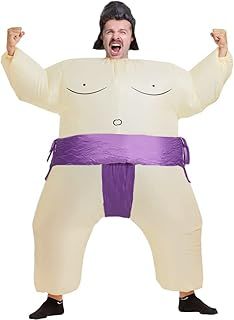 Inflatable Sumo Wrestler Suit Costume for Adult Blow up Halloween Party Fat Suit Fancy Families Member Game
