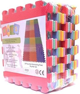 Edz Kidz Interlocking Foam Play Mat Set. Great for Babies, Toddlers or Even exersise (32 x 32cm. 18 Piece Pastel Mats)