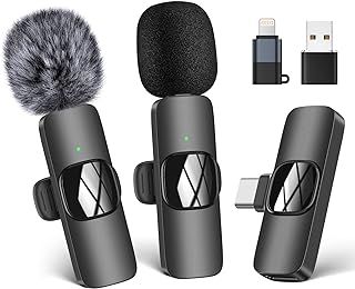 HMKCH Wireless Lavalier Microphone for iPhone - iPad, Android Phone,Computer, Mini Lapel Mic with Noise Reduction and crystal sound for Video Recording, Vlogging, TikTok, YouTube