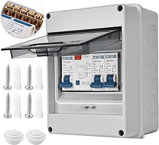 2 Way Consumer Unit Circuit Breaker: Garage Consumer Unit Circuit Breaker Panel, IP65 Consumer Unit Anti-Leakage Fuse Box for Garages Caravans Workshops 40A 30mA RCD 6A+16A (2 WAY)