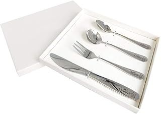 EDSG Personalised Children's Cutlery Engraved Kid Knife and Fork 4pcs Stainless Steel Kids Cutlery Customized Any Name with Gift Box Hand Finished in UK(Star)