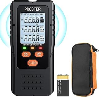 Proster EMF Meter - 3 in 1 Electromagnetic Field Radiation Detector for EF RF MF Radiation Detector with Sound Light Alert EMF Reader with Storage Bag for Home Office Inspections Ghost Hunting