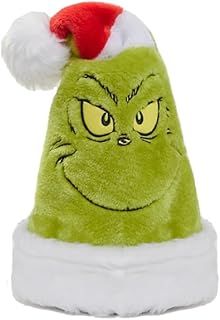 Dr. Seuss-Inspired The Grinch Xmas Bobble Hat - Adult Unisex Festive Party Beanie Cap, One Size Fits All, Green and Red Santa Design