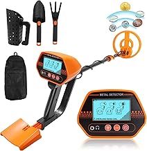 Voilamart Metal Detector for Adults Professional, Waterproof Metal Detector with Metal Detecting Accessories Metal Detector Shovel High Accuracy LCD Display, IP68 Gold Detector Coil, Orange , Black