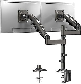 HUANUO Monitor Mount 2 Monitors for 13 to 32 Inch Screens, Monitor Holder 2 Monitors with 2 Mounting Options, Adjustable Screen Mount 2 Monitors Holds 2-9 kg