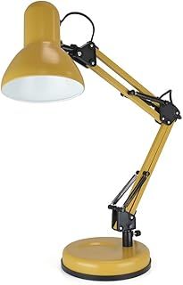 35W Swing Poise Hobby Desk Lamp - Tilt/Swivel Head - 35cm Swing Arm - Max. Height 52cm - Weighted Base with Desk Tidy - Inline Switch - L945MS - English Mustard