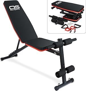 Adjustable Weight Bench - Utility Incline Decline Flat Foldable Bench Press sit up for Full Body Workout Home Exercise Gym Equipment – 7 Adjustable Positions & 2 Training Straps