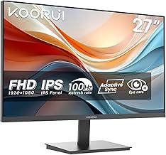 KOORUI E2711F 27 Inch FHD Monitor, Gaming 100Hz, IPS Computer Monitors, 1080P Pc Screen, Adaptive Sync, 5ms, VESA 100x100mm, Eye Care, HDMI, VGA