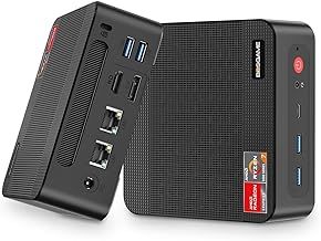 P4 Plus Mini PC Ryzen 7 5825U (Upgraded 5700U), 8C/16T, up to 4.5GHz, 32GB DDR4 1TB PCIe 4.0 SSD, Triple Display Desktop PC Pre-in Windows 11 Pro, WiFi 6E, BT5.2, Type-C