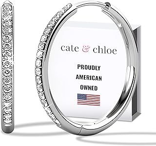 Cate & Chloe Bianca 18k White Gold Hoop Earrings for Women | Best Silver Hoop Earrings for Women & Girls, Sparkle Cubic Zirconia Hoop Earrings | CZ Crystal Hoop Earrings