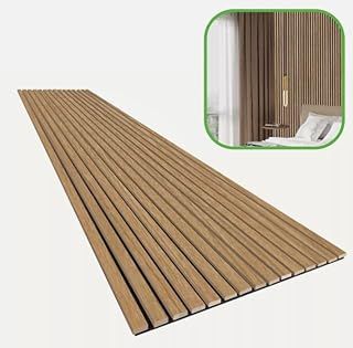 Acoustic Wall Panelling 2400mm x 600mm Decorative 3D Slatted Wood Effect (Cement)