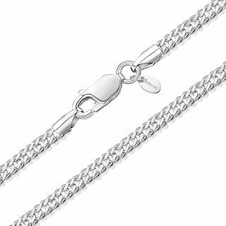 Amberta Women 925 Sterling Silver 2.3 mm Rhombus Curb Chain Necklace
