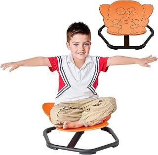 Autism Kids Swivel Chair, Sensory Toys Chair for Kid Spinning Sensory Carousel Chair, Wobble Chair Kids Adhd, Sit and Spin for Autistic Swivel Chairs for Kids (Orange)
