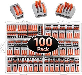 Compact Wire Connectors, Preciva 100pcs Splicing Connector, Lever Nut Assortment Conductor, Electrical Cable Blocks with 50pcs Clamps for 3-Port, 40pcs for 2-Port, 10pcs for 5-Port