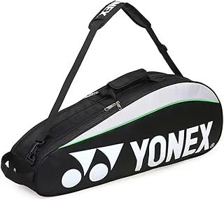 YONEX Badminton Bag - Racket Bag for Badminton & Squash Racquets. Blue, Black, Red, Yellow, Pink and Green. Badminton Bag, Holds up to 6 Racquets + 3 Side Pockets + Shoe Compartment.