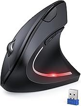 TECKNET Ergonomic Mouse, 4800DPI Wireless Vertical Mouse 6-Button Silent Mice with 5 Adjustable Levels DPI, USB Receiver, 2.4G Cordless Computer Mouse Optical Wireless Mouse for Laptop, PC, Mac