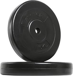 Weight plate disc vinyl (1 inch) 10kg x 2 Standard Plates 20kg weights set for Weight lifting Dumbbell bars strength training home gym fitness workout