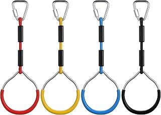 PELLOR Kids Monkey Bars, Kids Gymnastic Rings, Multifunctional Gym Rings, Backyard Playground Play Sets for Obstacle Ring, Trapeze Bar, Monkey Bars Climbing Frame, Climbing Ring Training