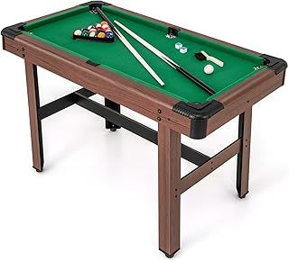 COSTWAY 4FT Pool Table, Wooden Billiard Table with 16 Balls, 2 Cues, 2 Chalks, Triangle Rack & Brush, Home Party Gathering Snooker Table Game Set for Kids Adults