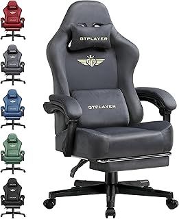 GTPLAYER Fabric Gaming Chair, Ergonomic Computer Chair with Footrest and Lumbar Support Height Adjustable Home Office with 360°-Swivel Seat and Headrest