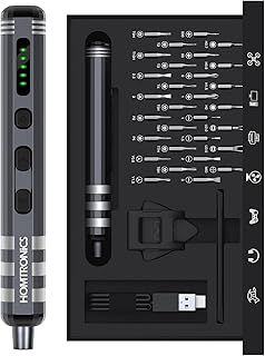 Homtronics Mini Electric Screwdriver Set, [5 Adjustable Torque Level] Precision Screwdriver, 37 in 1 Cordless Rechargeable Small Electric Screwdriver Set with 30 S2 Bits for Laptop Phone Watch Repair