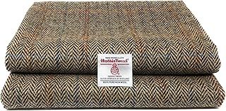 Traditional Harris Tweed Pure Wool Woven Fabric with Authenticity Labels (Brown Herringbone, 100 x 150cm)