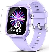 Smart Watch for Kids, Tempered Glass Fitness Sport Watch Boy Girls Teens with 19 Sport Modes, Pedometer, Sleep Monitor, Kids Watch Birthday Gifts Toy Gift for Girls Boys 6-16 (Purple)