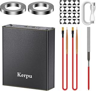Battery Spot Welder, Kerpu 18650 Spot Welder Machine Pocket Size with 11 Gears Adjustable,5000mAh Rechargeable Battery,2x2M Nickel Sheet & 4X4 Holder for Making Battery Packs