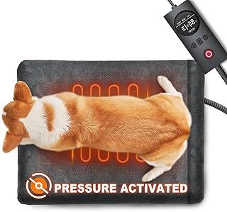 Dog Cat Heating Pad Pressure Activated Pet Heating Pad Safe Automatic Electric Heated Bed Mat for Indoor Pet, Warming Pad with Chew Resistant Cord, Adjustable Temperature, Waterproof Washable 18 X 22"
