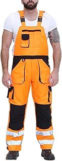 Mens Hi Vis Contrast Bib & Brace Work Wear Dungarees Work Dungarees For Men UK High Visibility Ulined Overall Safety Hi Viz Dungarees-Yellow-XL