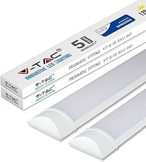 V-TAC LED Batten Light | 10W 1Ft LED Tube Lights 6400K White | Wall and Ceiling Batten Light | Shed Light, Kitchen and Garage Lighting | 1Ft - 30cm Samsung LED Tube Light [Pack of 2]