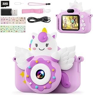 Kids Camera for Girls, 1080P Digital Camera for Kids with 32GB Card and Selfie Mode, Toddler Camera and Video Camera, Christmas and Birthday Gifts Toy for Age 3-10 Year Old (Purple)