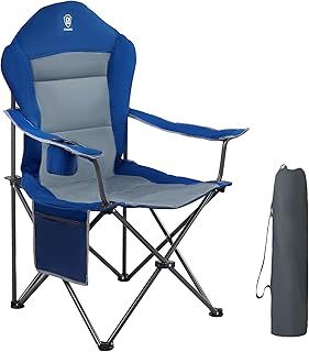 EVER ADVANCED Camping Chairs for Adults Heavy Duty Folding Chair Up to 160kg Oversized with High Back & Cup Holder & Side Pocket Comfy Camp Fold Up Chair