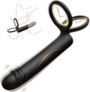 Anal Dildo Vibrator Adult Sex Toys with Cock Ring, 10 Vibrating Double Penetration Penis Butt Plug, Male Prostate Massager, Sex Toyscouples for Couples Women Extended Wand Bullet Vibrater