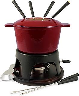 Swissmar F66705 Sierra Fondue Set 11-Piece, Cast Iron/Stainless Steel, Cherry Red, 1.6L, Multi-Purpose Fondue Set for Meat, Cheese and Chocolate, Gift Boxed