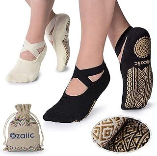 Ozaiic Yoga Socks for Women with Grips, Non-Slip Five Toe Socks for Pilates, Barre, Ballet, Dance, Workout, Fitness