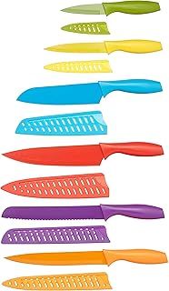 Amazon Basics 12-Piece Knife Set, Multicolor