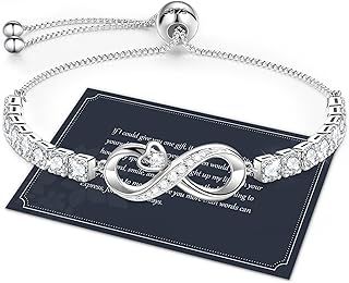 J.Fée Infinity Bracelet Sterling Silver Bracelets for Womens Silver Jewellery,Adjustable Bracelets Friendship Bracelet Gift For Birthday Gifts for Women Mothers Day Gifts for Her